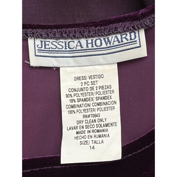Jessica Howard Purple Velvet & Shimmer Evening Gown - Size 14 - Picture 7 of 10
